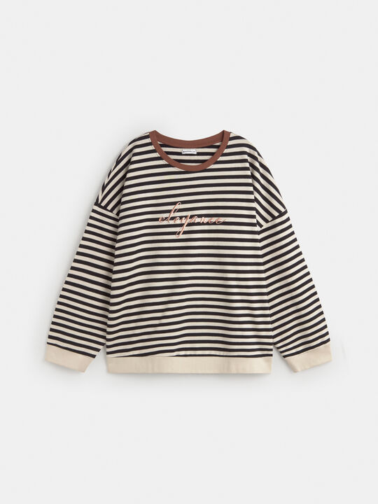 SUDADERA RAYAS LETTERING Piedra image number null