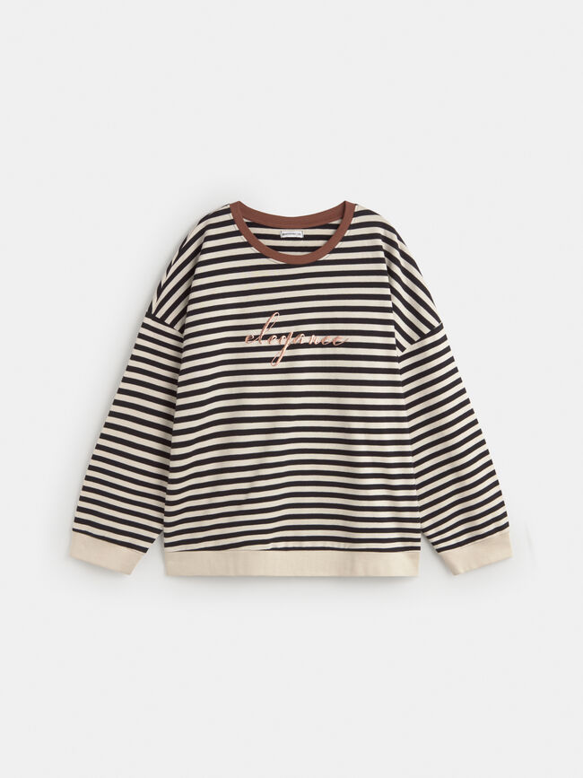 SUDADERA RAYAS LETTERING Piedra