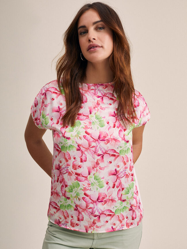 Camiseta estampado floral Blanco Optico