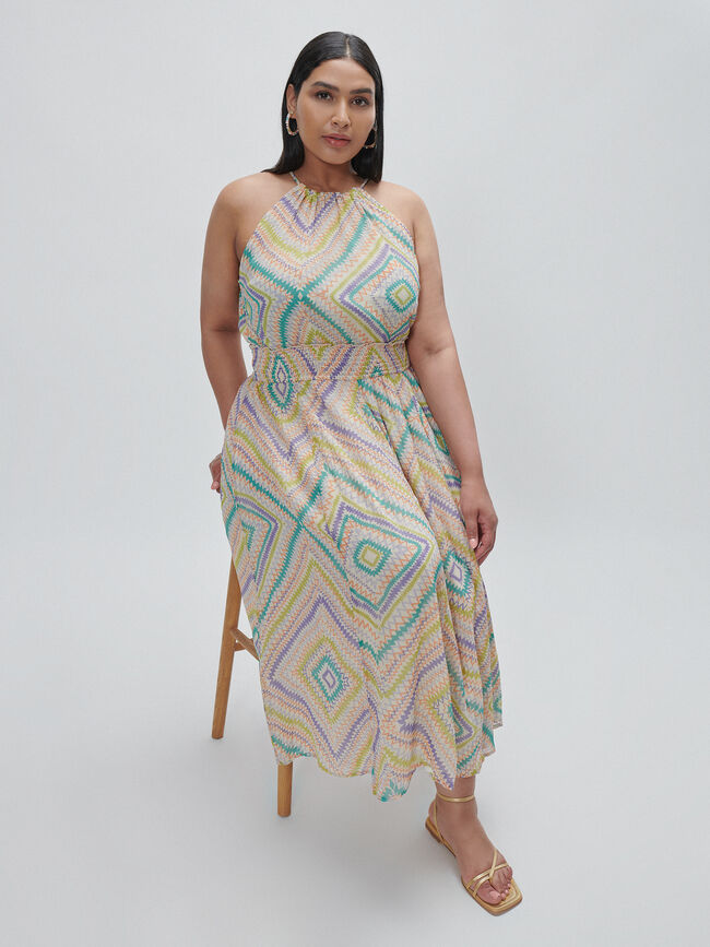 VESTIDO GASA ESTAMPADO Crudo