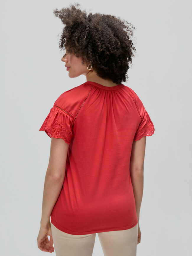 CAMISETA BORDADO SUIZO Teja