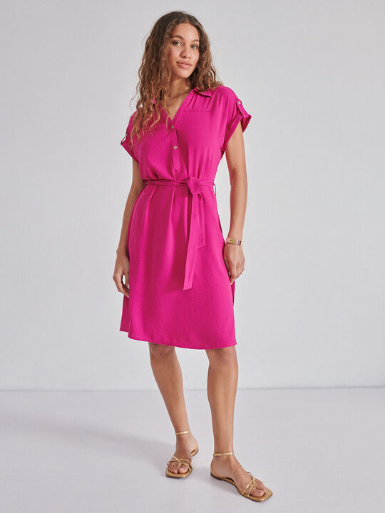 Vestido camisero fluido Fucsia Oscuro image number null