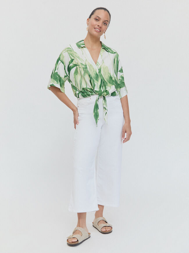 CAMISA ESTAMPADA NUDO Crudo
