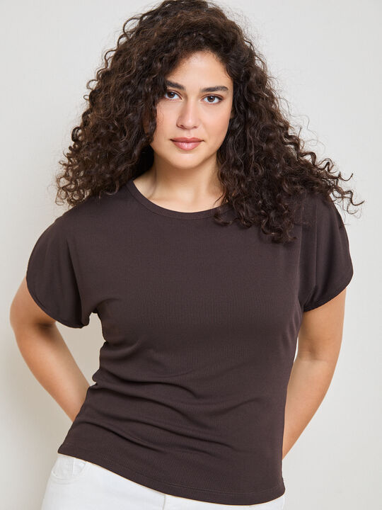 CAMISETA ABERTURAS HOMBRO Marron chocolat image number null