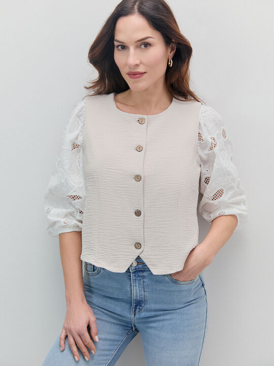 CHALECO BOTONES PEQUE&Ntilde;OS Marfil image number null