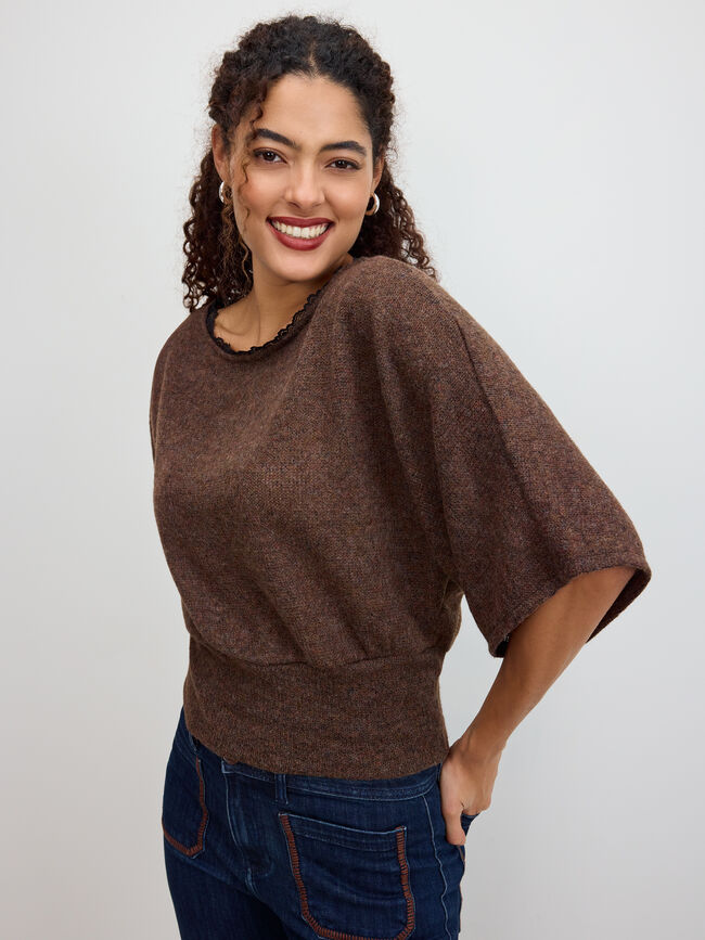 JERSEY SUAVE MARR&Oacute;N hombro ca&iacute;do Marron