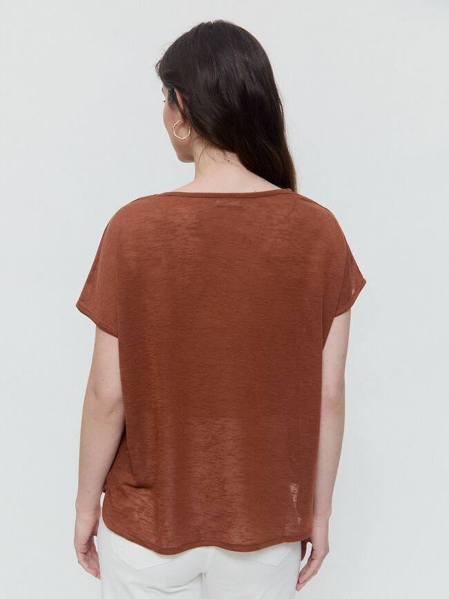 CAMISETA BAJO REDONDEADO Marron chocolat