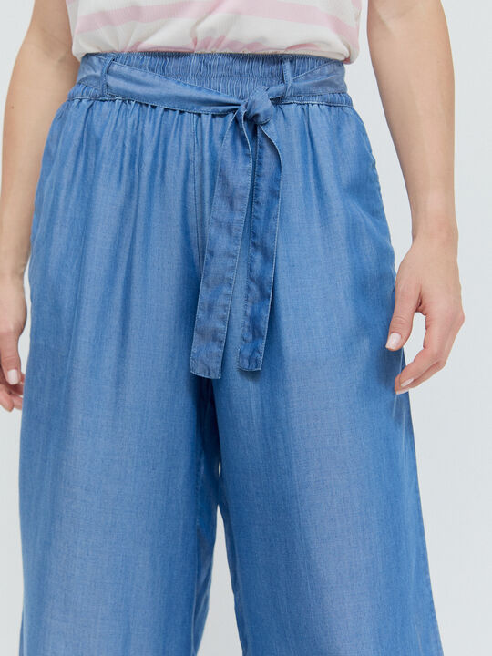 PANTALON CULOTTE CINTURON Mid blue image number null