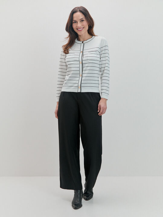 C&Aacute;RDIGAN RAYAS BOTONES Blanco Optico image number null