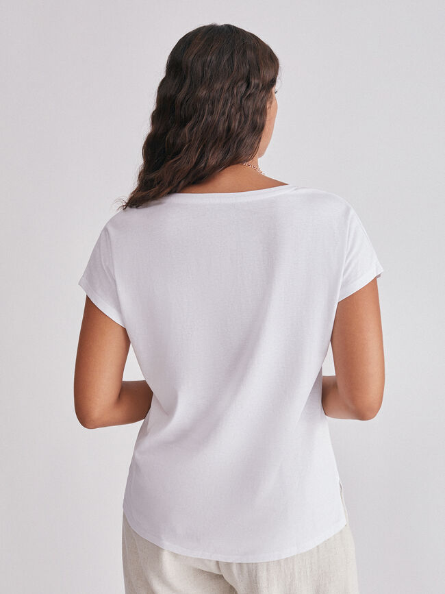 Camiseta manga corta texto colores tropi Blanco Optico