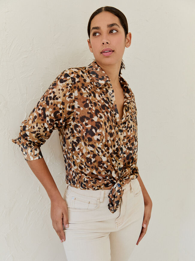 CAMISA FLUIDA ESTAMPADA Negro