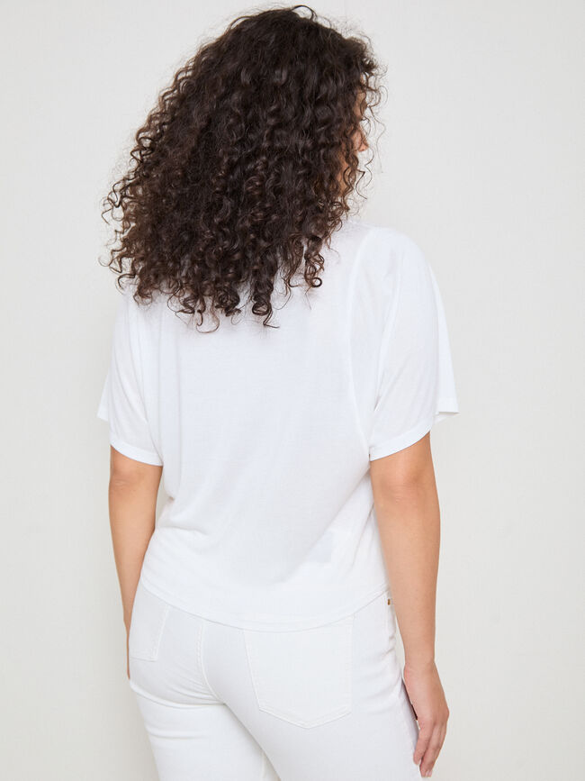 CAMISETA DETALLE CUELLO Blanco Hueso