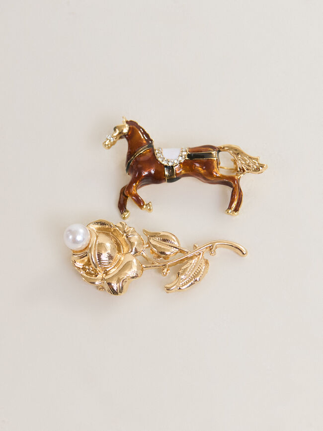 PACK PINS CABALLO Y FLOR Multicolor