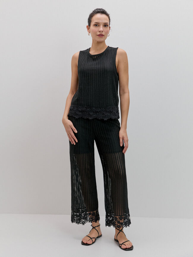 TOP DETALLE CROCHET Negro