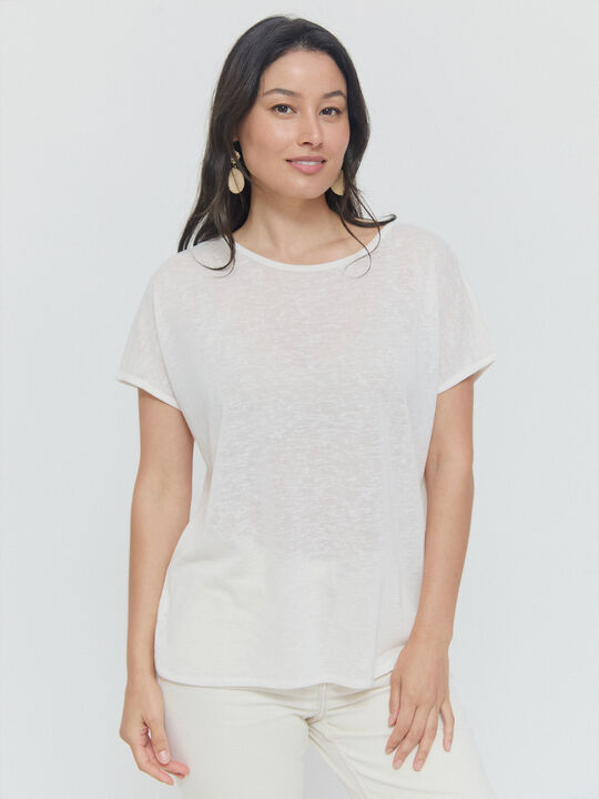 CAMISETA BAJO REDONDEADO Blanco Hueso image number null