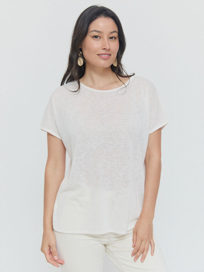 CAMISETA BAJO REDONDEADO Blanco Hueso