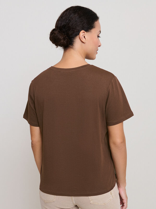 CAMISETA FLORES ELEGANTES Marron