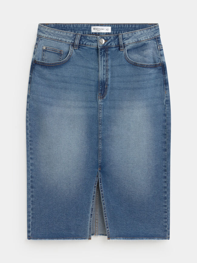 FALDA VAQUERA MIDI Mid blue