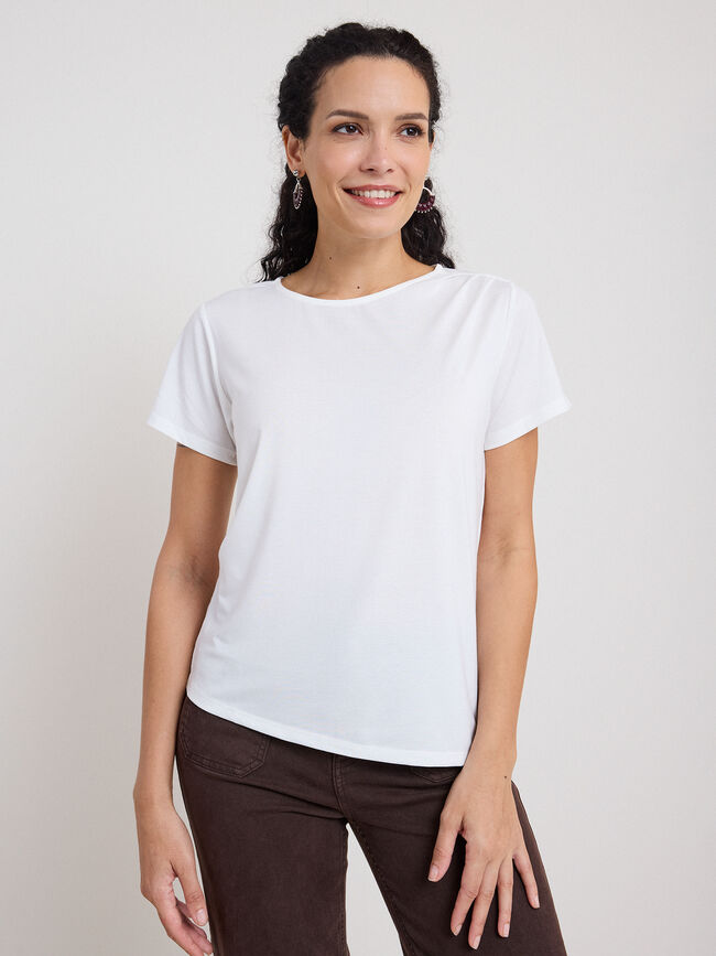CAMISETA DETALLE PLIEGUE Crudo