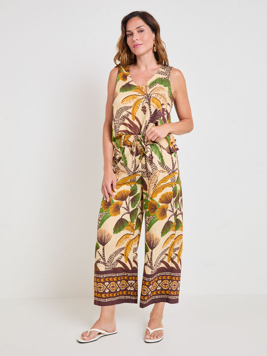 PANTAL&Oacute;N FLUIDO ESTAMPADO Light Ocre image number null