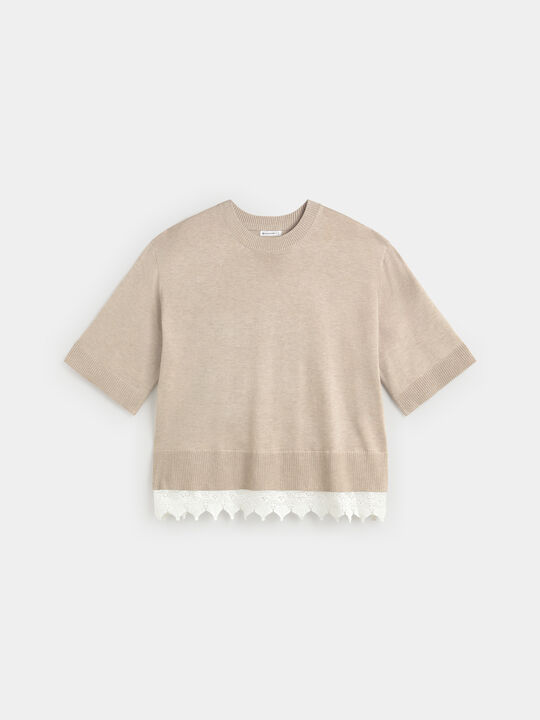 JERSEY BAJO ENCAJE Beige image number null