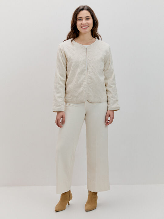 CHAQUETA BORDADO FLOR Beige image number null