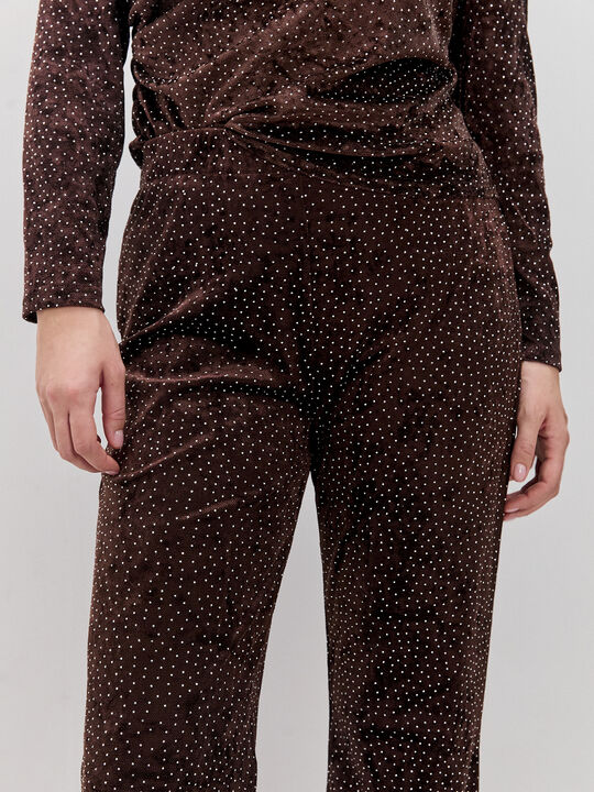 PANTALON VELVET FLARE Marron image number null