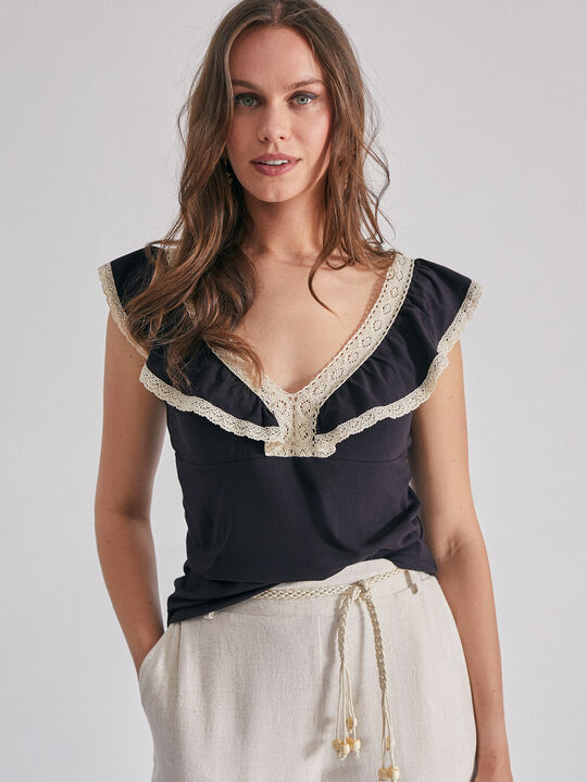 top algodón crochet Negro image number null