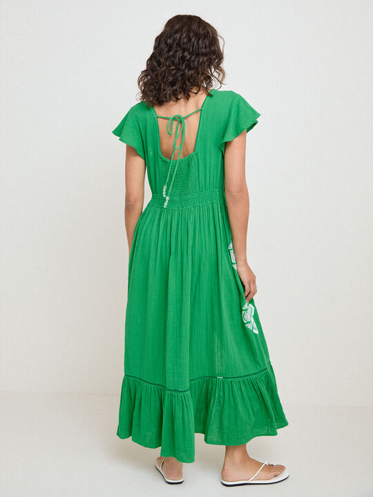VESTIDO DETALLE ESPALDA Verde Amazona image number null