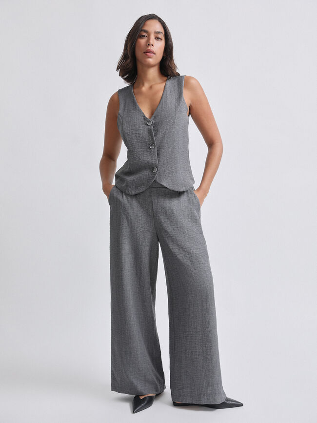 pantalon vestir gris melange