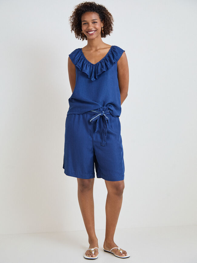 TOP VOLANTE BOTONES Dark blue