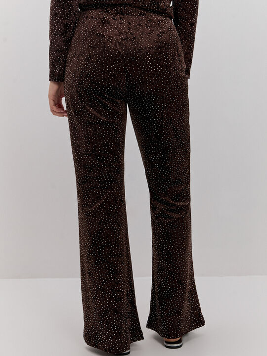 PANTALON VELVET FLARE Marron image number null