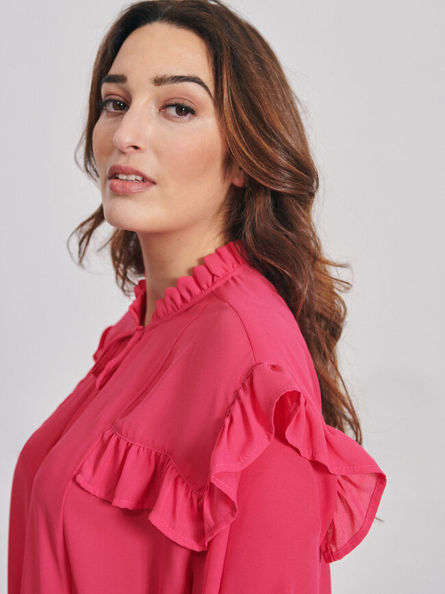 Blusa volantes Fucsia