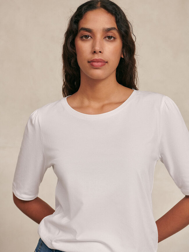 CAMISETA BÁSICA DETALLE FRUNCIDO EN HOMB Blanco Optico