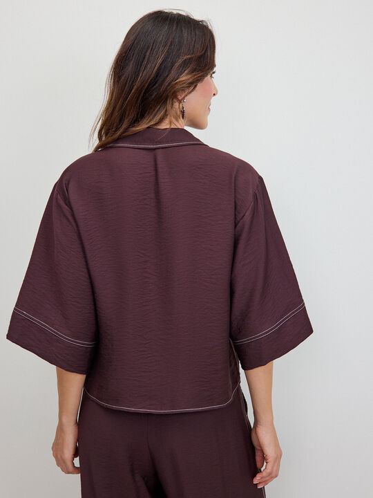 CAMISA DOBLADILLO MANGA Marron image number null