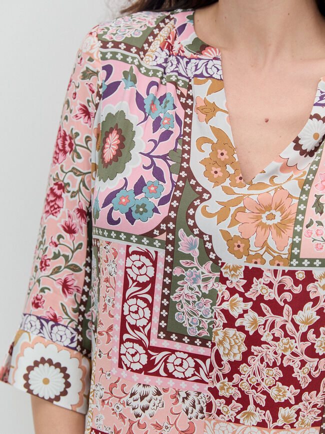 BLUSA FLUIDA ESTAMPADA Rojo Cabaret