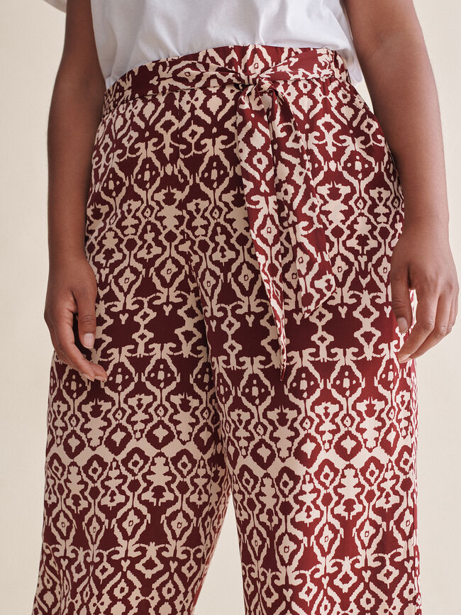 Pantalon Culotte estampado étnico Crudo