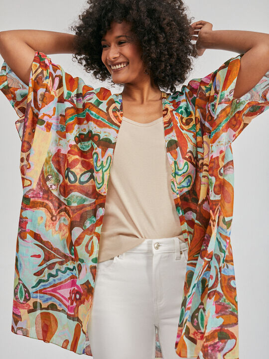 caftán fluido estampado Multicolor image number null