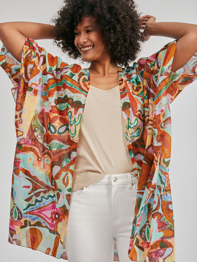 caftán fluido estampado Multicolor