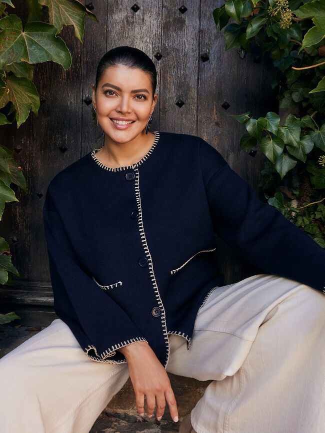 ABRIGO DETALLE PESPUNTE Azul Marino