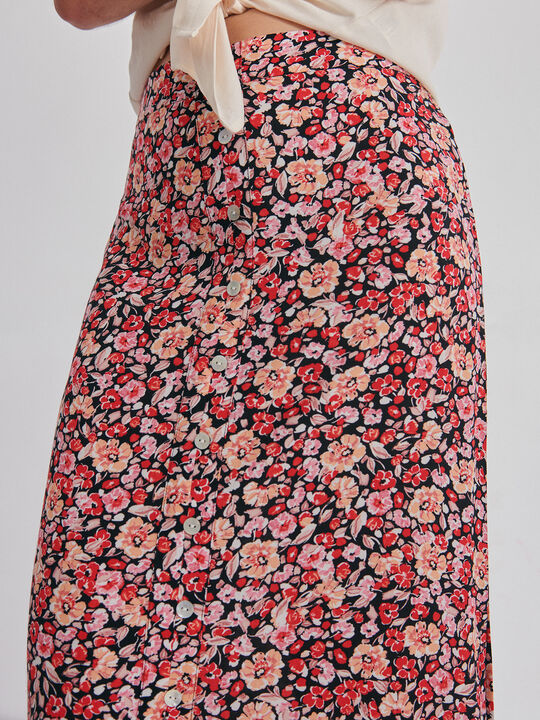 Falda estampada botones Negro image number null