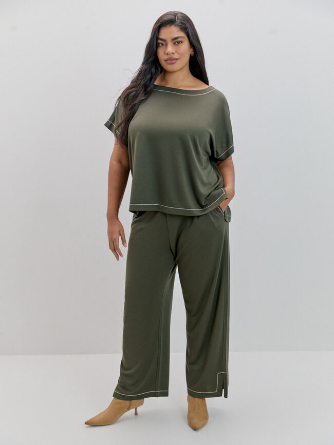 CAMISETA PESPUNTES kaki oscuro