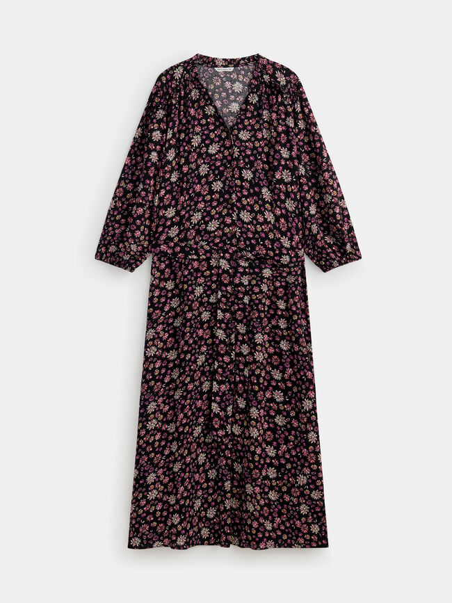 Vestido midi camisero estampado rosa frambuesa
