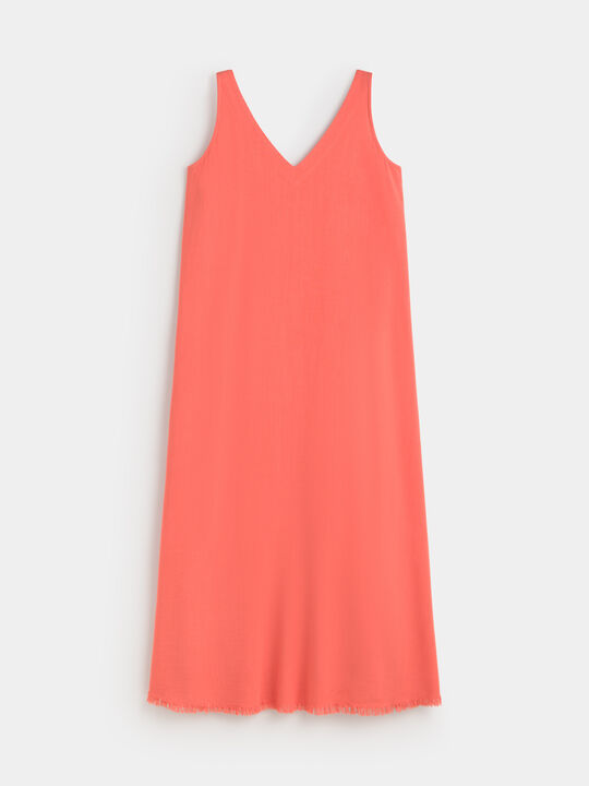 VESTIDO BAJO FLECO Coral image number null