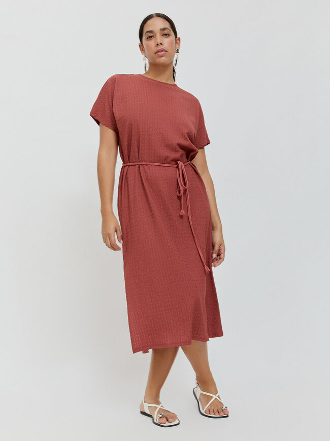 VESTIDO CORDON Marron/Naranja