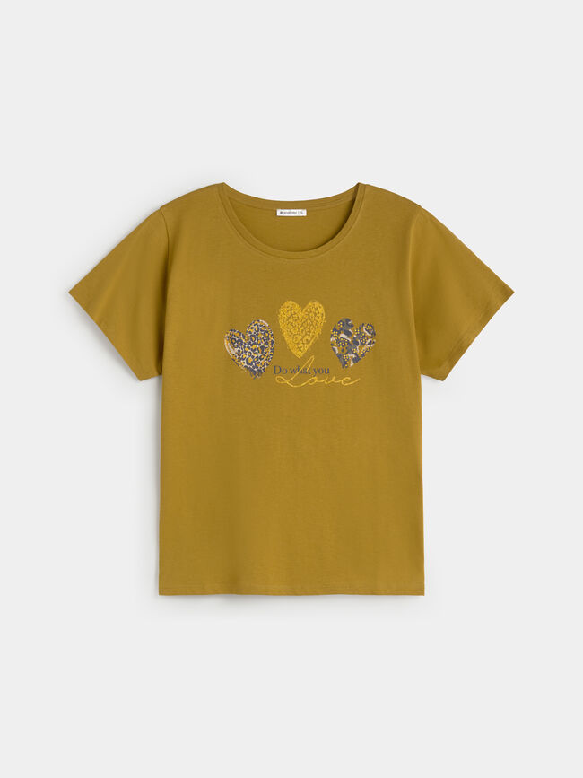CAMISETA CORAZONES LEOPARDO Pistacho