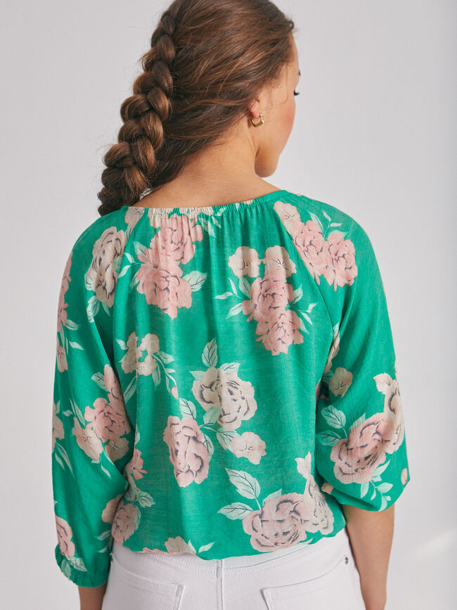 Blusa rústica botones Verde Brillante