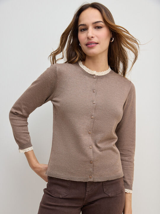 CARDIGAN DETALLE PUNTILLA Topo image number null