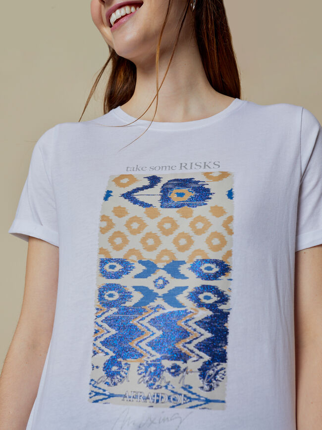 Camiseta detalle estampado Blanco Optico