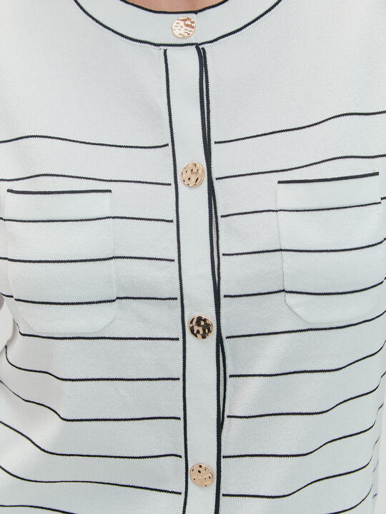 C&Aacute;RDIGAN RAYAS BOTONES Blanco Optico image number null